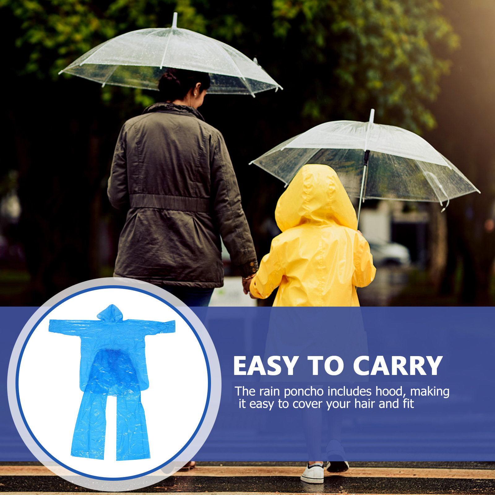 Emergency Poncho Rain - Ensemble de poncho de pluie transparent